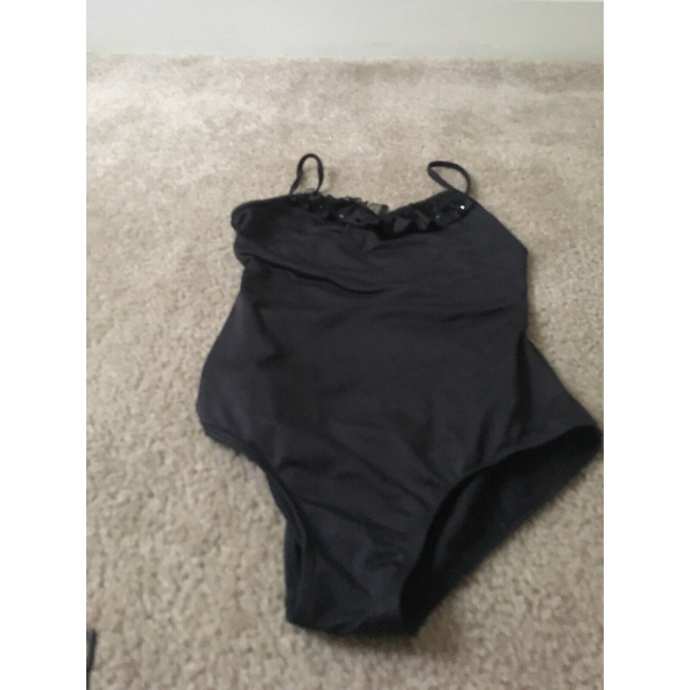 One Piece Mirella Girls Swimsuit High Coverage Size 14 Black Swimwear